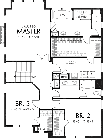 Bungalow, Cottage, Craftsman, Narrow Lot House Plan 81294 with 3 Beds, 3 Baths, 2 Car Garage Second Level Plan