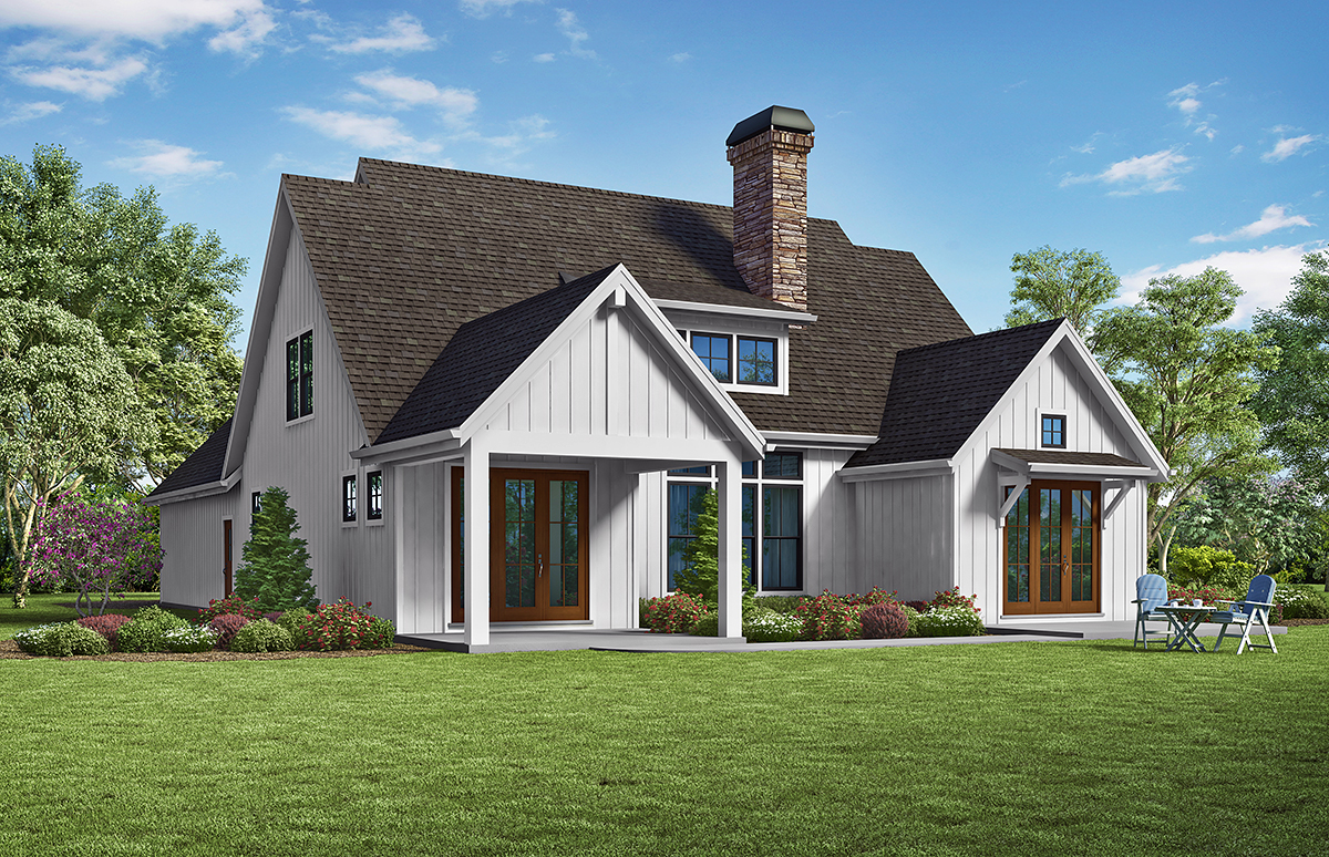 Traditional Plan with 2490 Sq. Ft., 3 Bedrooms, 3 Bathrooms, 2 Car Garage Rear Elevation