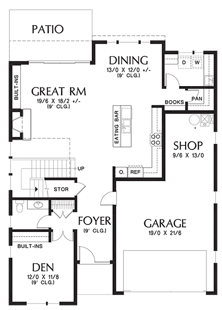 Contemporary, Modern House Plan 81297 with 4 Beds, 3 Baths, 2 Car Garage First Level Plan