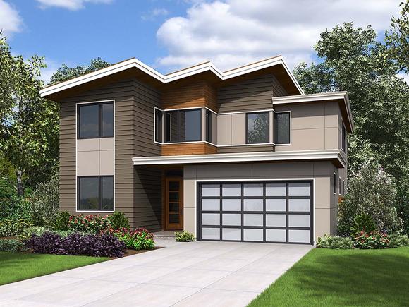 Contemporary, Modern House Plan 81297 with 4 Beds, 3 Baths, 2 Car Garage Elevation