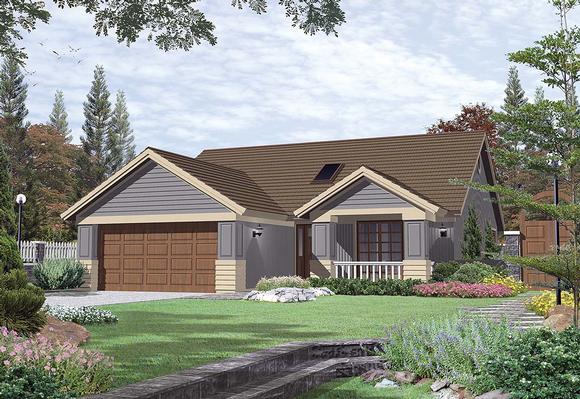 Bungalow, Narrow Lot House Plan 81299 with 2 Beds, 2 Baths, 2 Car Garage Elevation