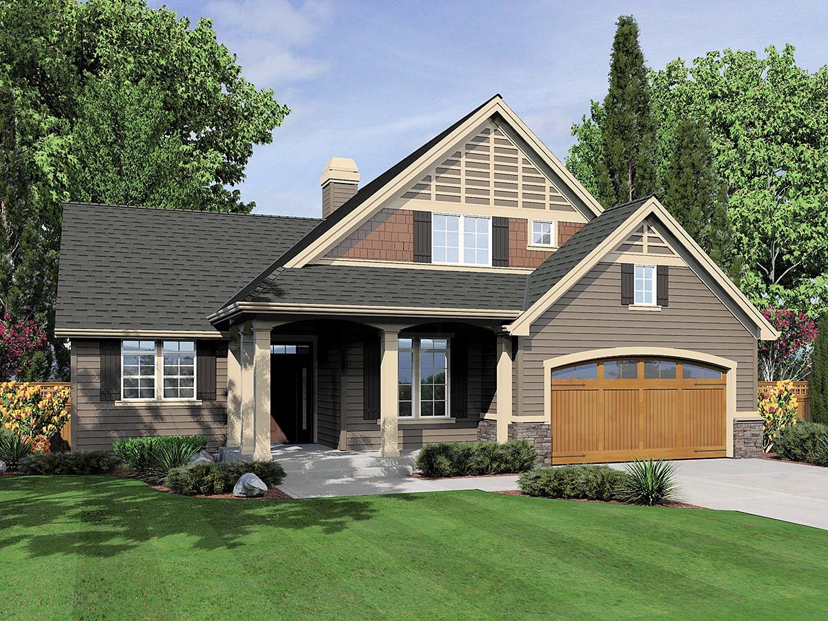 Bungalow Plan with 2120 Sq. Ft., 3 Bedrooms, 3 Bathrooms, 3 Car Garage Elevation