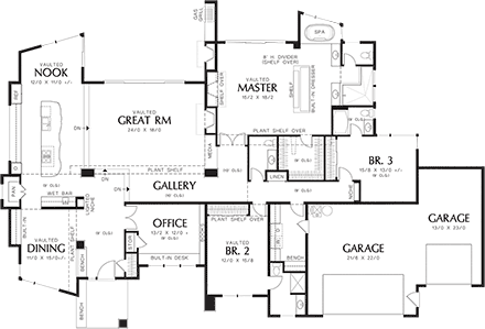 Contemporary, Modern House Plan 81306 with 3 Beds, 4 Baths, 3 Car Garage First Level Plan