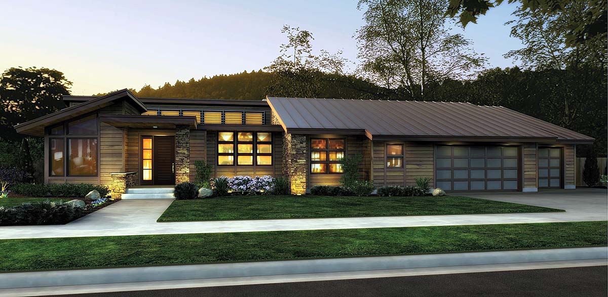 Contemporary, Modern Plan with 3296 Sq. Ft., 3 Bedrooms, 4 Bathrooms, 3 Car Garage Elevation