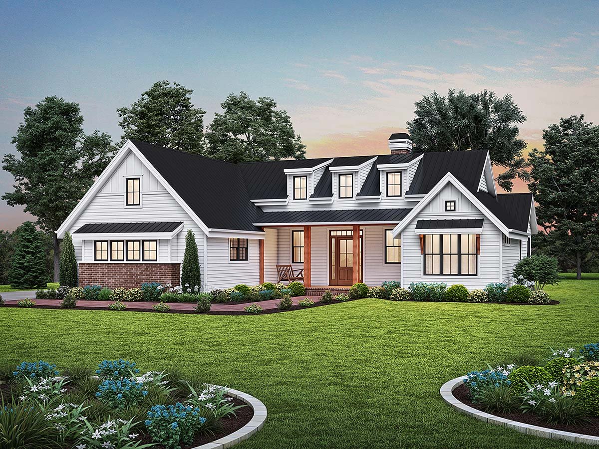 Contemporary, Farmhouse, Ranch House Plan 81313 with 3 Beds, 3 Baths, 2 Car Garage Elevation