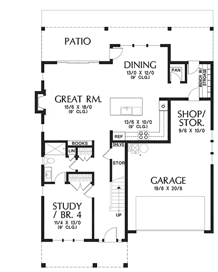Craftsman, Farmhouse House Plan 81314 with 4 Beds, 3 Baths, 2 Car Garage First Level Plan