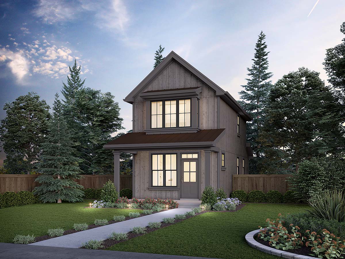 Contemporary, Cottage, Country, Farmhouse Plan with 944 Sq. Ft., 2 Bedrooms, 1 Bathrooms Elevation