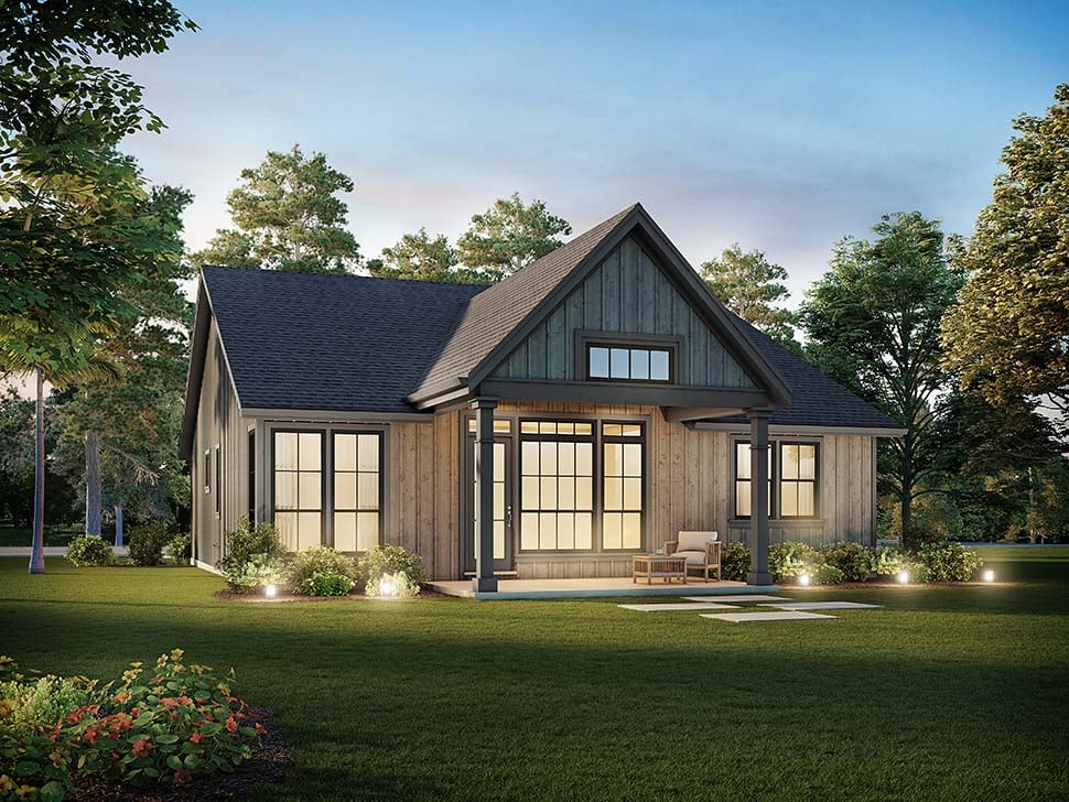 Craftsman, Farmhouse Plan with 1373 Sq. Ft., 3 Bedrooms, 2 Bathrooms, 2 Car Garage Picture 3