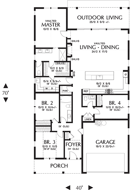 Farmhouse House Plan 81320 with 4 Beds, 3 Baths, 2 Car Garage First Level Plan
