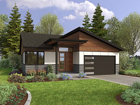 Contemporary, Ranch House Plan 81325 with 4 Beds, 3 Baths, 2 Car Garage Elevation