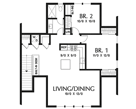 Craftsman Garage-Living Plan 81326 with 2 Beds, 2 Baths, 5 Car Garage Second Level Plan