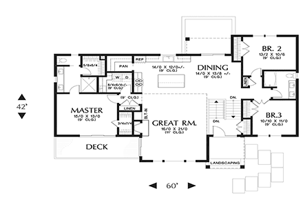 Modern House Plan 81332 with 4 Beds, 3 Baths, 3 Car Garage First Level Plan