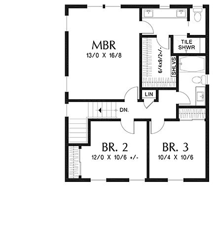 Farmhouse House Plan 81335 with 3 Beds, 3 Baths Second Level Plan