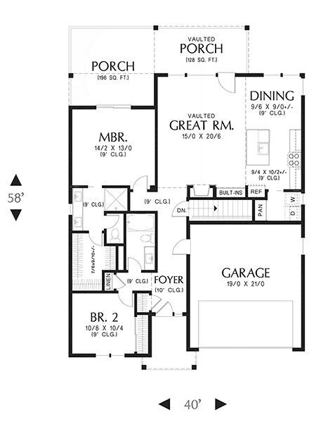 Cottage, Farmhouse, Ranch, Traditional House Plan 81336 with 3 Beds, 3 Baths, 2 Car Garage First Level Plan