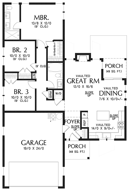 Contemporary, Ranch House Plan 81337 with 3 Beds, 2 Baths, 2 Car Garage First Level Plan