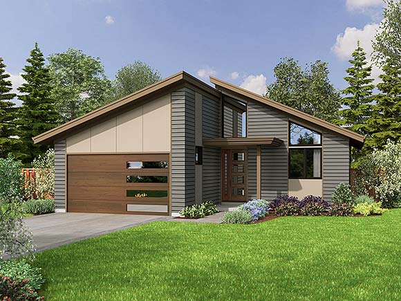 Contemporary, Ranch House Plan 81337 with 3 Beds, 2 Baths, 2 Car Garage Elevation