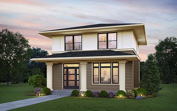 Contemporary, Prairie House Plan 81338 with 3 Beds, 3 Baths Elevation
