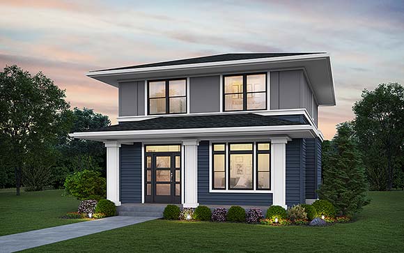 Contemporary, Prairie House Plan 81339 with 3 Beds, 3 Baths Elevation