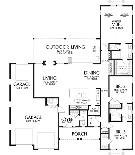 Farmhouse House Plan 81342 with 3 Beds, 3 Baths, 3 Car Garage First Level Plan
