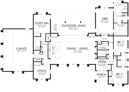 Modern, Prairie, Ranch House Plan 81344 with 4 Beds, 4 Baths, 3 Car Garage First Level Plan