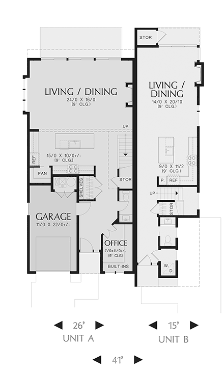 Contemporary Multi-Family Plan 81345 with 6 Beds, 6 Baths, 1 Car Garage First Level Plan
