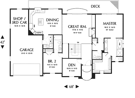 Traditional House Plan 81346 with 4 Beds, 4 Baths, 3 Car Garage First Level Plan