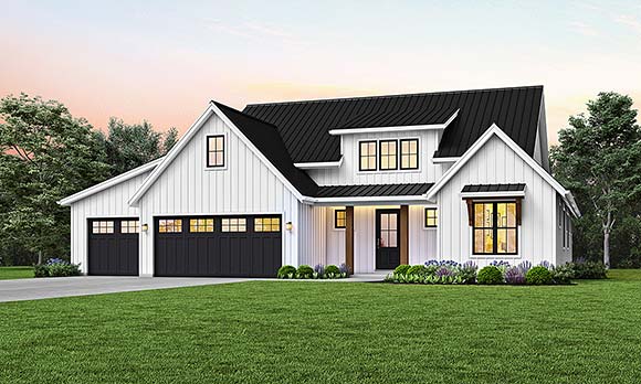 Farmhouse, Traditional House Plan 81349 with 4 Beds, 4 Baths, 3 Car Garage Elevation
