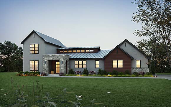 Contemporary, Farmhouse House Plan 81350 with 4 Beds, 3 Baths, 3 Car Garage Elevation