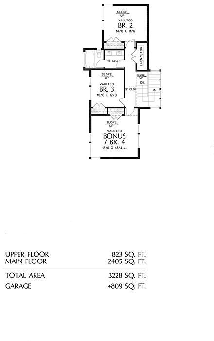 Modern House Plan 81351 with 5 Beds, 4 Baths, 3 Car Garage Second Level Plan