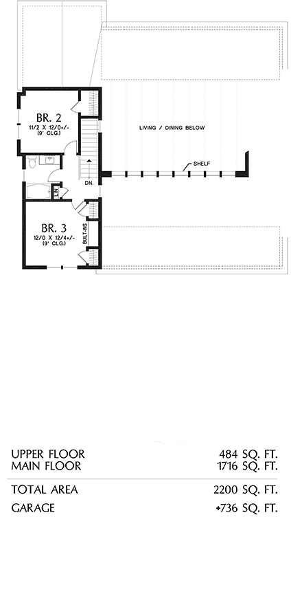 Farmhouse House Plan 81357 with 4 Beds, 3 Baths, 3 Car Garage Second Level Plan