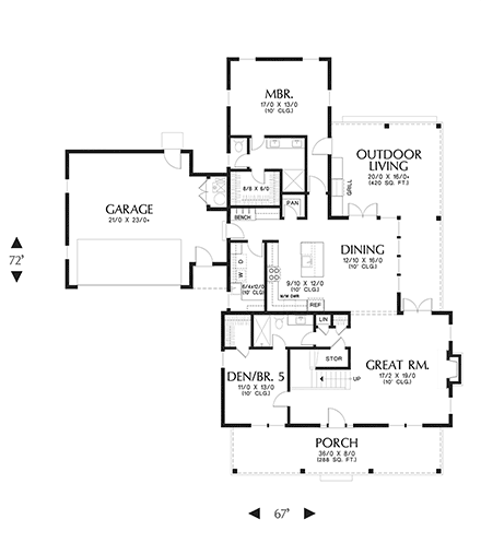Farmhouse, Traditional House Plan 81360 with 5 Beds, 3 Baths, 2 Car Garage First Level Plan