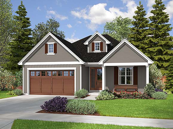 Craftsman, Farmhouse, Ranch House Plan 81363 with 3 Beds, 2 Baths, 2 Car Garage Elevation