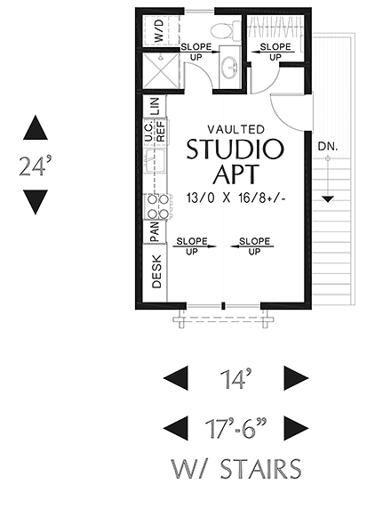 Cottage, Craftsman Garage-Living Plan 81372 with 1 Beds, 1 Baths, 1 Car Garage Second Level Plan