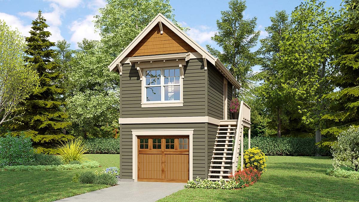 Cottage, Craftsman Garage-Living Plan 81372 with 1 Beds, 1 Baths, 1 Car Garage Elevation