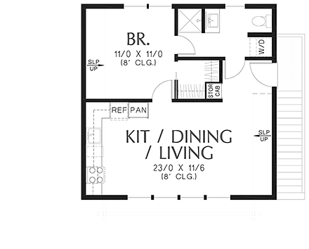 Craftsman, Traditional Garage-Living Plan 81373 with 1 Beds, 1 Baths, 2 Car Garage Second Level Plan