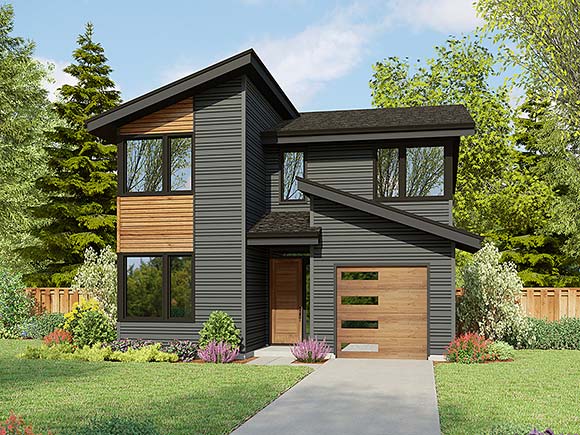 Contemporary House Plan 81376 with 4 Beds, 3 Baths, 1 Car Garage Elevation