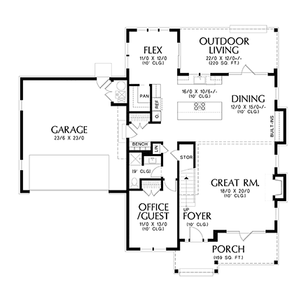 Country, Farmhouse House Plan 81390 with 5 Beds, 3 Baths, 2 Car Garage First Level Plan