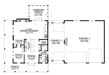 Barndominium House Plan 81391 with 3 Beds, 4 Baths, 6 Car Garage First Level Plan