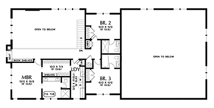 Barndominium House Plan 81391 with 3 Beds, 4 Baths, 6 Car Garage Second Level Plan