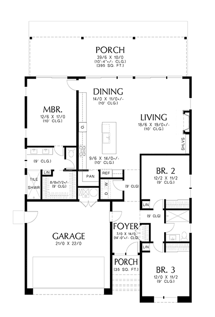 Contemporary, Modern House Plan 81395 with 3 Beds, 2 Baths, 2 Car Garage First Level Plan