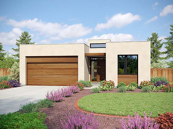Contemporary, Modern House Plan 81395 with 3 Beds, 2 Baths, 2 Car Garage Elevation