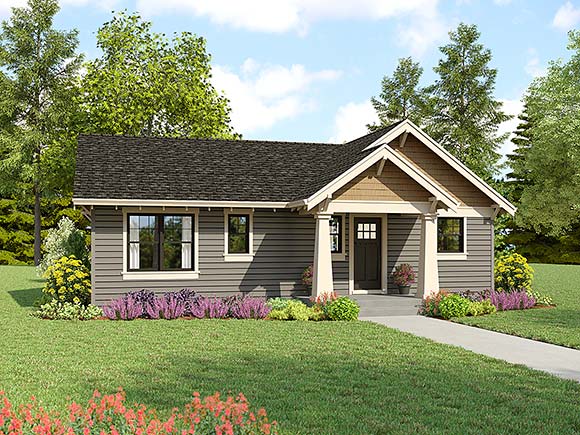 Craftsman, Ranch House Plan 81396 with 2 Beds, 2 Baths Elevation