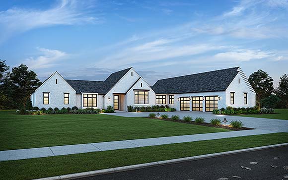European, Farmhouse, Ranch, Traditional House Plan 81399 with 4 Beds, 5 Baths, 3 Car Garage Elevation