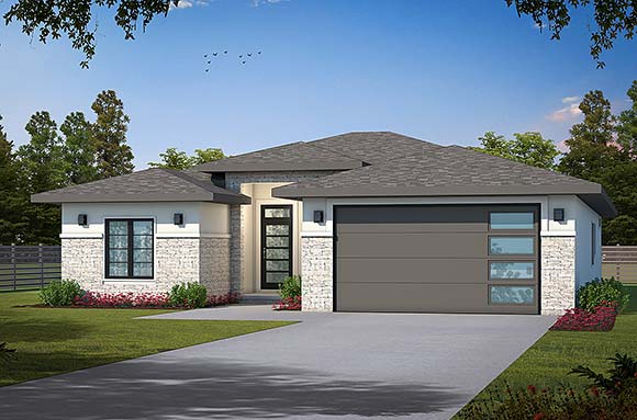 Contemporary, Modern House Plan 81401 with 3 Beds, 3 Baths, 2 Car Garage Elevation