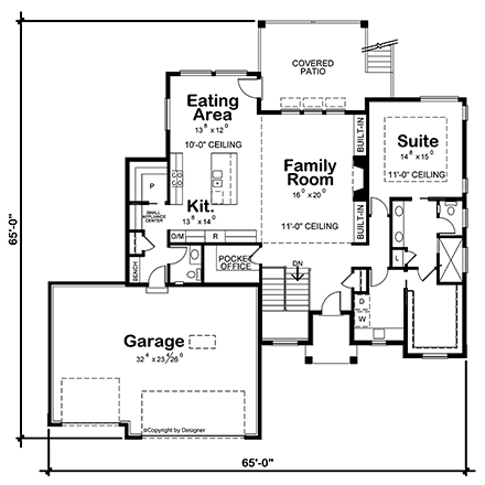 Modern House Plan 81406 with 3 Beds, 3 Baths, 3 Car Garage First Level Plan