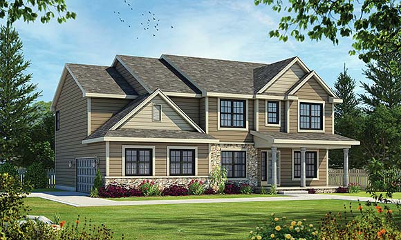 Traditional House Plan 81407 with 5 Beds, 5 Baths, 2 Car Garage Elevation