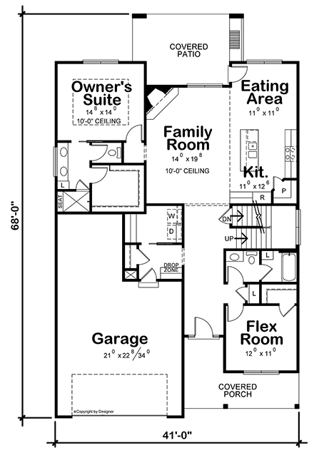 Craftsman House Plan 81408 with 4 Beds, 4 Baths, 3 Car Garage First Level Plan