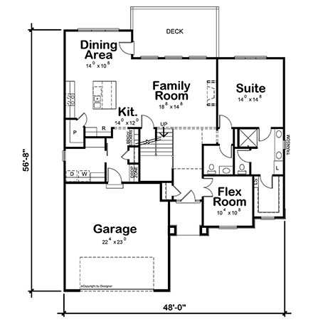Modern House Plan 81409 with 4 Beds, 4 Baths, 2 Car Garage First Level Plan