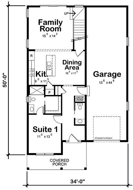 Modern House Plan 81410 with 4 Beds, 4 Baths, 2 Car Garage First Level Plan