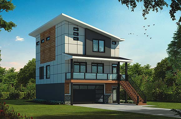 Contemporary House Plan 81411 with 3 Beds, 5 Baths, 2 Car Garage Elevation